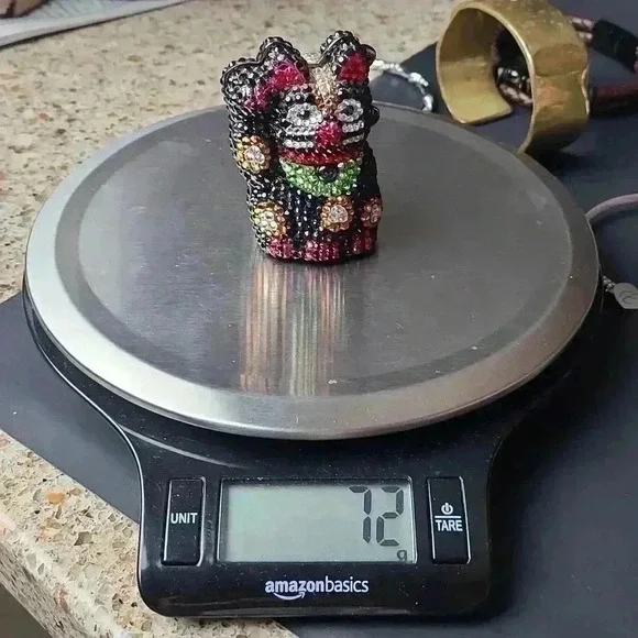 Rhinestones black lucky cat trinket box jewelry box small size good luck kitten - Picture 13 of 15